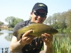 Damian Cyples 3lbs 10oz Tench from Private Syndicate using Mr Baits - Chilli and Garlic.