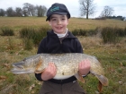 William Fletcher 13lbs 13oz Pike from Secret Lake using Lucebaits Smelt.. Part of a 4 fish catch with a total weight of 54lbs!  Caught from Dam Wall area. Used a Shimano Rod & Reel, 15lbs Daiwa Line,