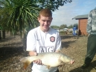 Jay 6lbs 8oz 8dr carp from Burnham-on-sea Holiday Village. his first fish ever
