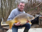 Marc Fossey 27lbs 10oz 1dr carp from La Petite Martiniere. Tim caught over 150lb of fish in only 3 half day sessions with best of  Mirror at 28.38lbs, as well as 24lb, 12lb, 13lb, 26.8lb, 27.5lb