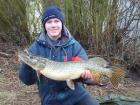 Brad Parkes 16lbs 0oz Pike from Local Gravel Pit. My first pike of the season caught on a quick session after arriving early that mourning.