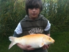 Ethan Reeve 8lbs 0oz Koi Carp from carp Jeagor Farm Fisheries. Caught using a method in line feeder,