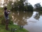 Playing the fish in a brief stopping of the rain