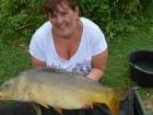 Cheryl Axten 16lbs 10oz Mirror Carp from Mas Bas - Angling Lines Holidays using Quest Baits Rahja Spice.