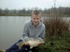 Alistair Hattersley 7lbs 2oz Common Carp from Cudmore Fisheries using Cudmore fisheries.. Double hair rigged 12mm pellets.