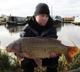 14lbs 4oz Common from Grand Union Canal using Starmer.. Fishing a small solid PVA bag tight to a barge filled with Starmer Coconut Fish 4mm Pellet and some dust from the pellet ground down, hookbait
