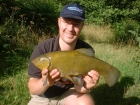5lbs 1oz Tench from Private Estate Lake. Float fish tactics in margins. 12ft Shimano Rod to Daiwa reel loaded with 5lbs Drennan line.